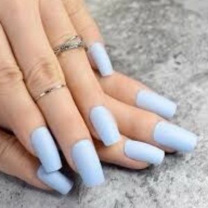 light blue fake nails💅🏼